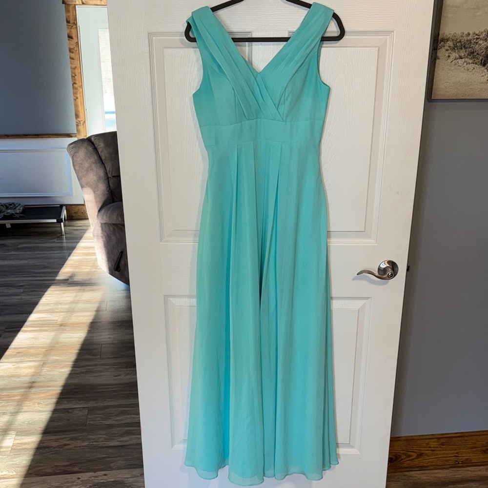 JJs House A-line V-Neck Floor-Length Chiffon Bridesmaid Dress - Spa